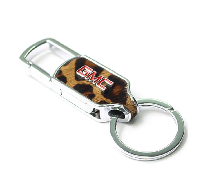 Designer Case Car Keychain with Carabiner Hook for GMC - Brown and Silver - Zoom Image