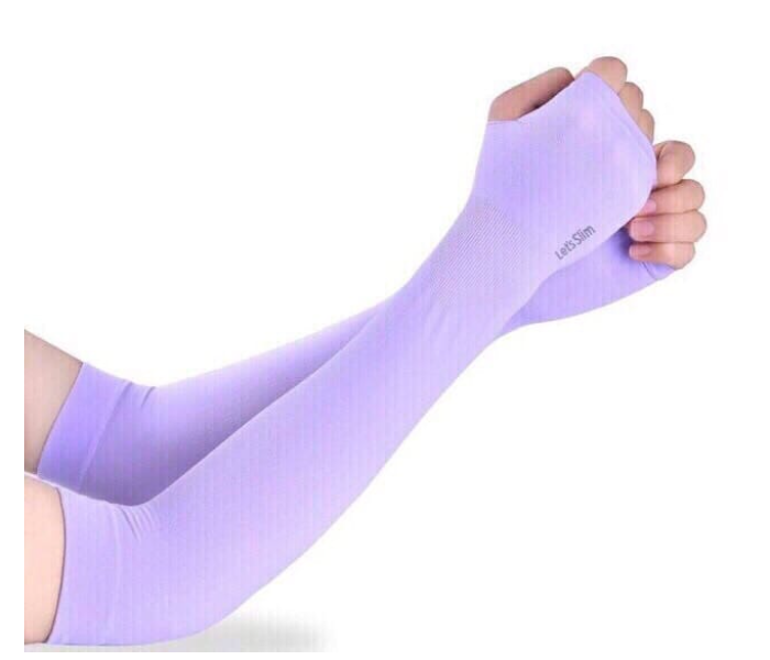 Arm Sleeves 1 Pair UV Protection Cooling Long Arm Cover Fast Dry For Cycling - Purple  - Zoom Image