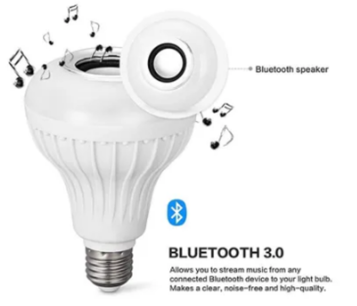 12w LED Bluetooth Speaker Bulb With Remote Control - White - Zoom Image 2