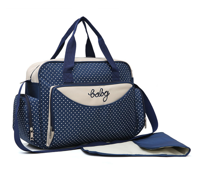 Kidle 3019D Set of 5 Piece Fashion Polka Dot Multifunctional Large Capacity Baby Diaper Bag - Navy Blue - Zoom Image 1