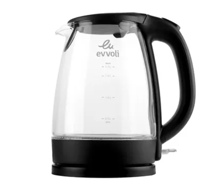 Evvoli EVKA-KE17MB 1.7 Liters Glass Body Kettle - Black - Zoom Image 1