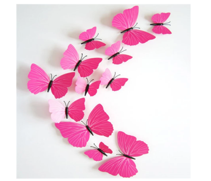 3D Butterflies Wall Decoration - Rose - Zoom Image