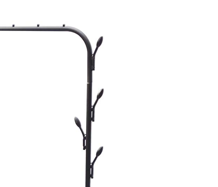 Cloth Rack Hanger Stand Clothes Dryer Rail With 8 Piece Branch Hook Bottom Storage Large Space For Shoes Umbrella Hats Scarf Handbag - Black - Zoom Image 5