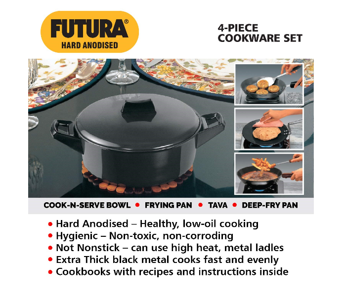 Hawkins Futura HW8001700 Hard Anodised Cookware Set - Black - Zoom Image 2