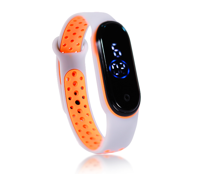 Jongo Perfect OK Dot Strap Band LED Watch - Grey and Orange - Zoom Image 1