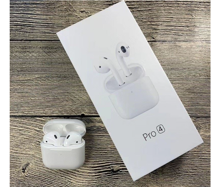 Pro 4 In Ear Bluetooth Earbuds with Mic and Charging Case - White - Zoom Image 3