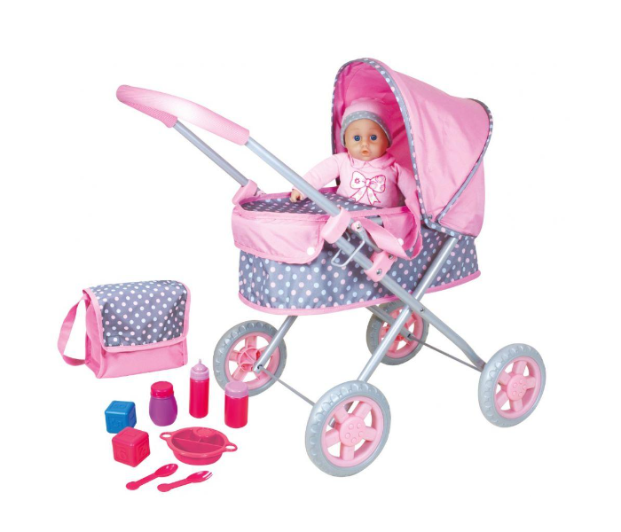 Lissi Doll 00714 Pram With 14 Inch Soft Baby Beauty Bag And AccessoriesPromo Set Toy for Kids - Zoom Image 1