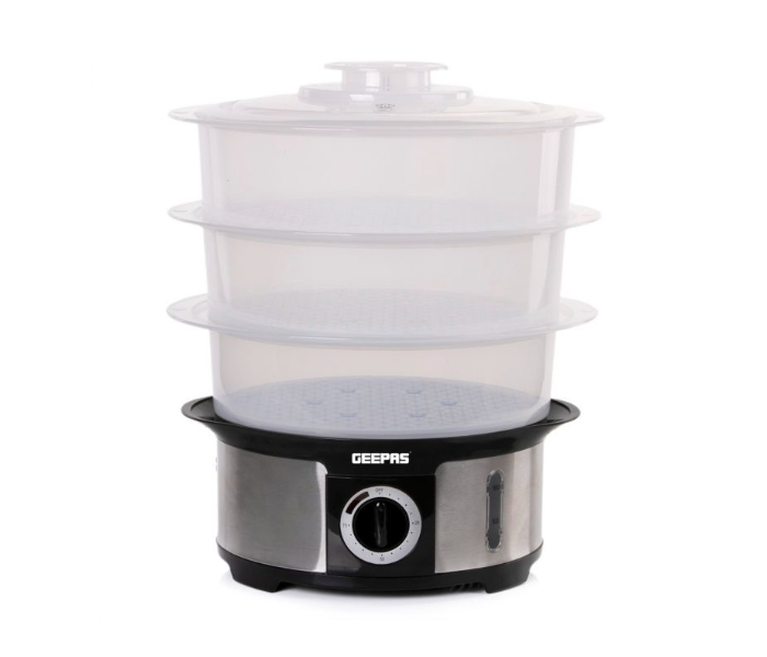 Geepas GFS63025UK 12 Liter 3 Tier Food Steamer - Black - Zoom Image 1