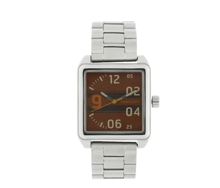 Fastrack NK3164SM02 Bare Basics Brown Dial Stainless Steel Strap Watch - Silver - Zoom Image 1