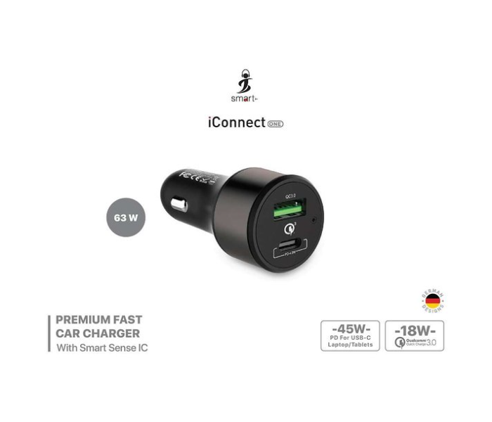 Smart CC05 63 Watt Car Charger - Black - Zoom Image