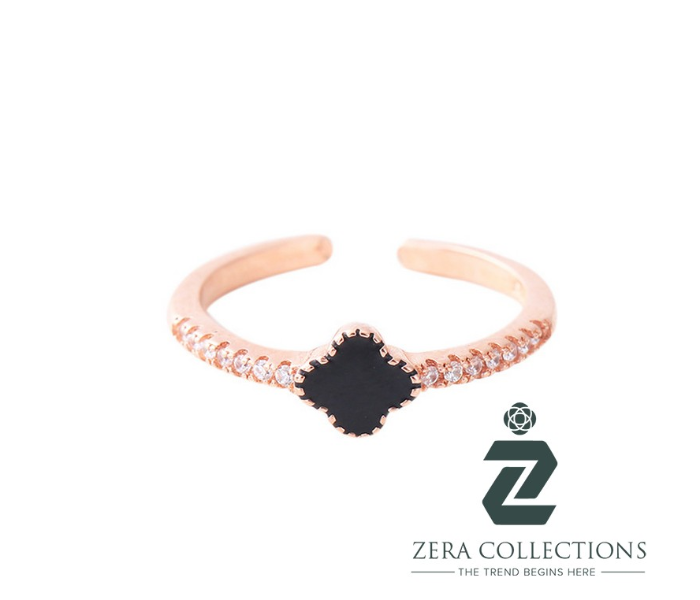 Zera RG074 Clover Black Brass Ring with Gold Plated - Zoom Image