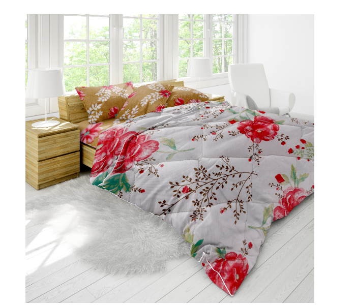 Parry Life PLCF7609 6 Piece Double 65GSM  Comforter Set - White and Red - Zoom Image 1