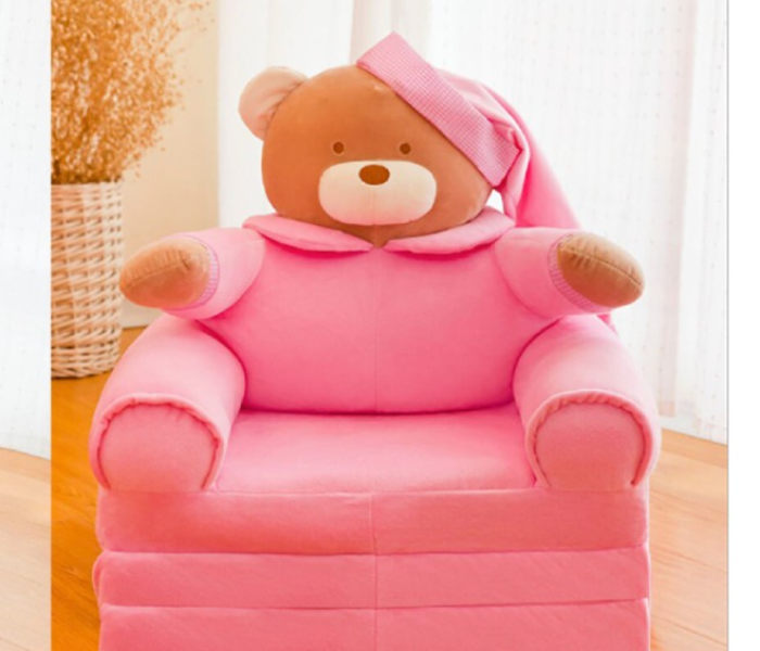 Kids Teddy Bear Foldable Sofa Bed - Pink - Zoom Image