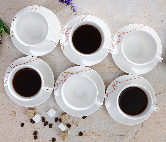 Royalford RF4307 Bone China Porcelain Cup & Saucer - 12 Pieces - Zoom Image 2