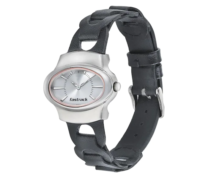 Fastrack 6004SL08 Silver Dial Leather Strap Watch For Women - Black - Zoom Image 2