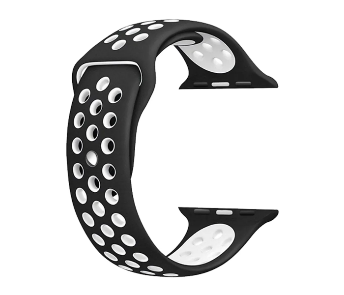 Generic Soft Silicone Sport Strap for 42mm Apple Watch - Black and White - Zoom Image 1