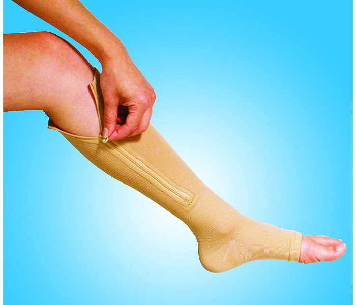 Zip Sox Large Zip Up Compression Socks - Beige  - Zoom Image 1