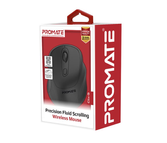 Promate Precision Fluid Scrolling Wireless Mouse Clix-9 - Black - Zoom Image 7