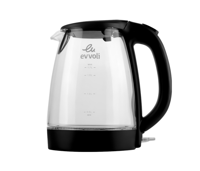 Evvoli EVKA-KE17MB 1.7 Liter Glass Body Kettle - Black - Zoom Image 1