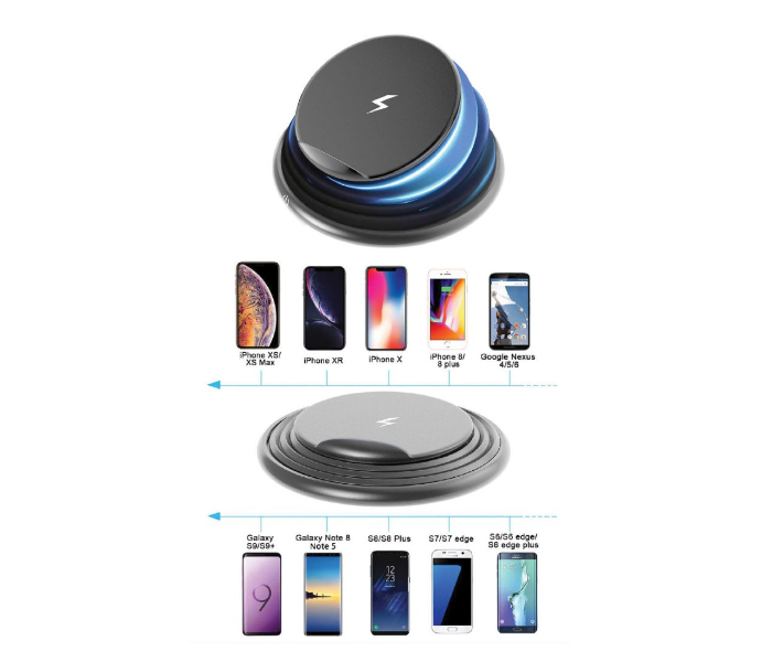 Generic 12G-1 Wireless Fast Charger With Mood Light - Black - Zoom Image 1