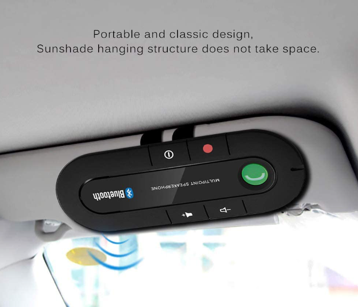 Bluetooth Multipoint Speakerphone Handsfree Car Kit with Sun Visor Clip - Black - Zoom Image 3