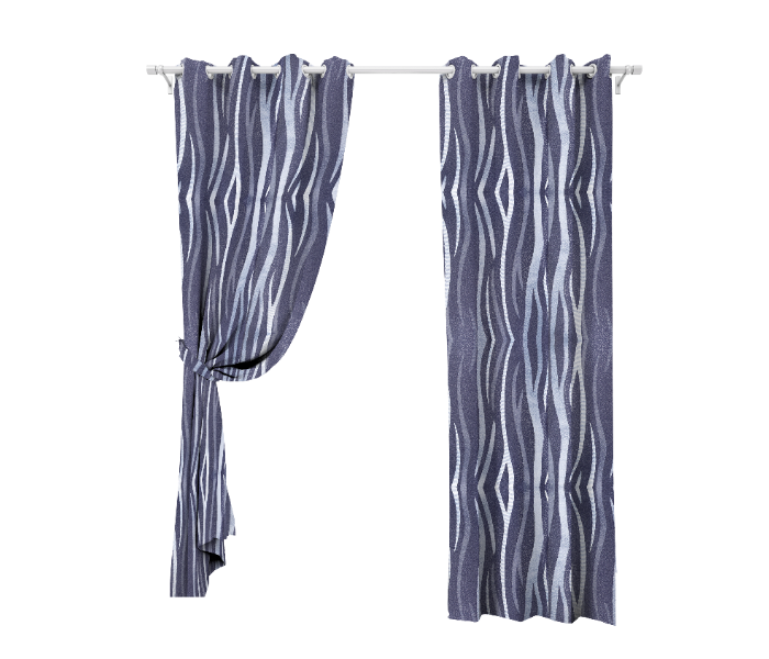 Parry Life PLWC9964 Heavy Jacquard Fabric Fully Lined Eyelet Window Curtain  - Navy Blue - Zoom Image 1