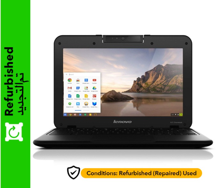 Lenovo N21 Chromebook Intel Baytrail-M 11.6 Inch Display 2GB RAM 16GB eMMC Chrome OS Installed Refurbished Chromebook - Black - Zoom Image 5