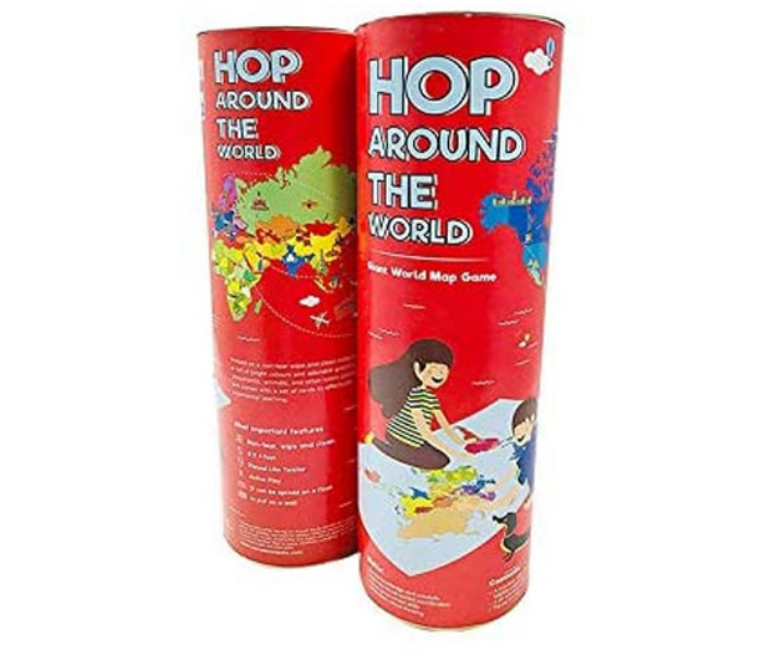 CocoMoco Kids Hop Around the World Giant World Map Twister Game - Zoom Image