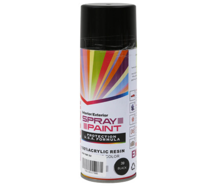 Exwell 280g Quick Drying Acrylic Spray Paint for Interior and Exterior Applications - Black - Zoom Image 1