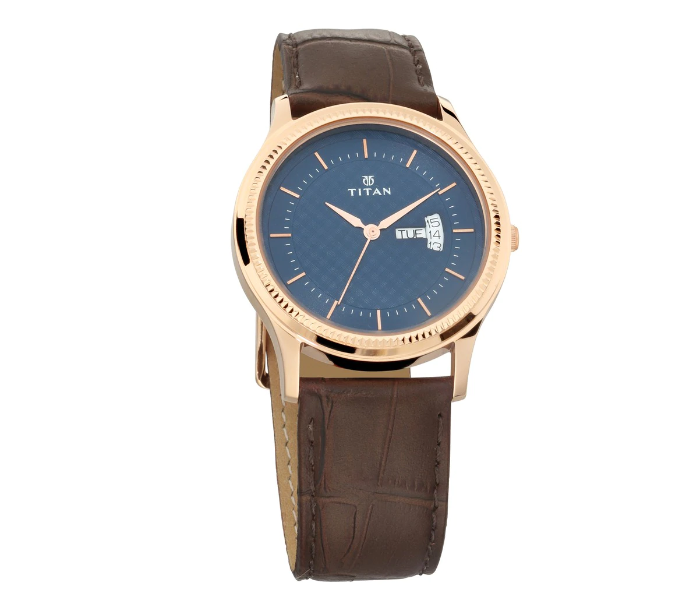 Titan 1824WL01 Blue Dial Leather Strap Watch for Men - Zoom Image 2