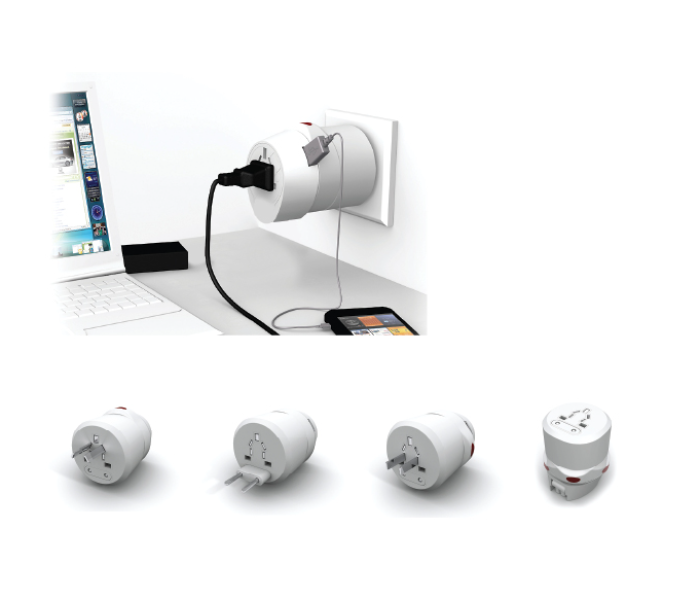 Generic 144G-2 Unique Uniplug One-Piece Design Offers Travel Convenience. - White - Zoom Image