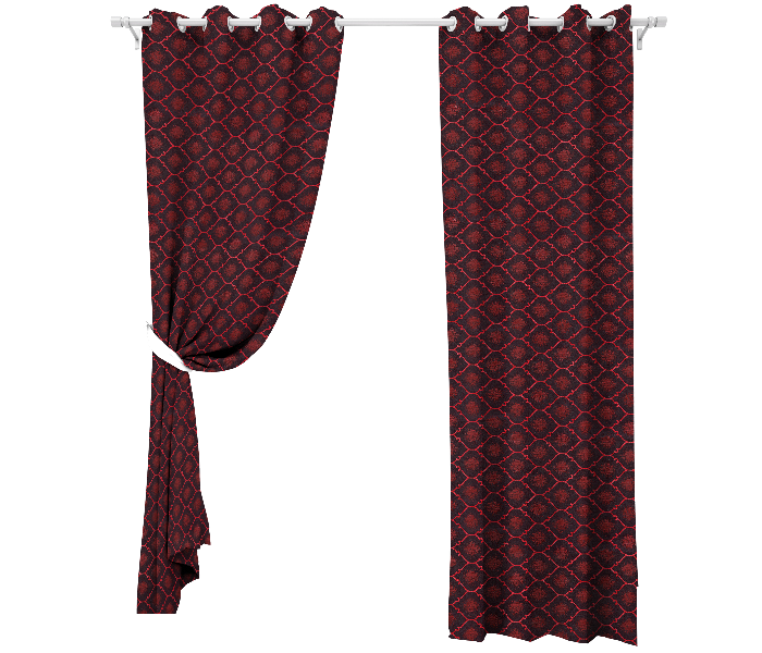 Parry Life PLWC9961 Heavy Jacquard Fabric Fully Lined Eyelet Window Curtain  - Brown - Zoom Image 1