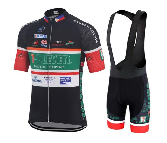 Mens Cycling Large Jersey Set Full Zip Coolmax Polyester 9D Pad 711 Design - Black and Green - Zoom Image 3