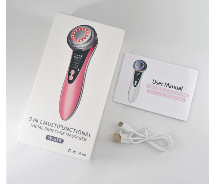 Wochuan W618B Multi-function Rechargeable Facial Massager - Pink - Zoom Image 2