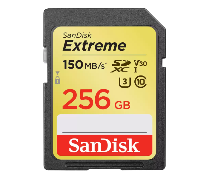 SanDisk Extreme 256GB SDXC V30 UHS-I U3 Memory Card - Black - Zoom Image