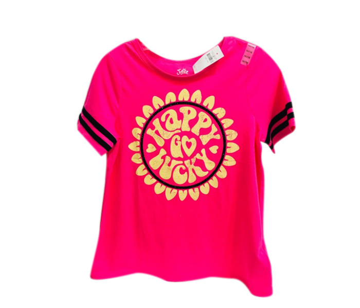 Justice Happy Go Lucky T-Shirt for 7 Year Kids - Pink - Zoom Image