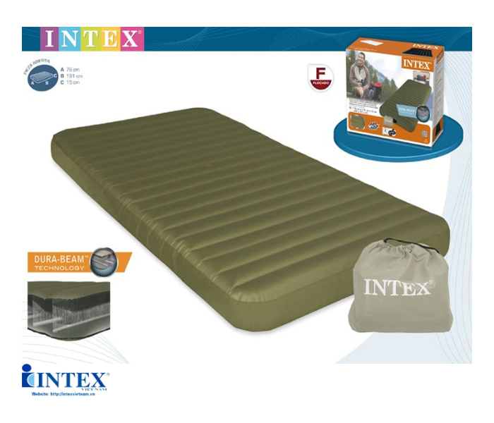 Intex 68725 75CM x 188CM x 15CM JR Twin Super-Touch Airbed - Dark Green - Zoom Image 2