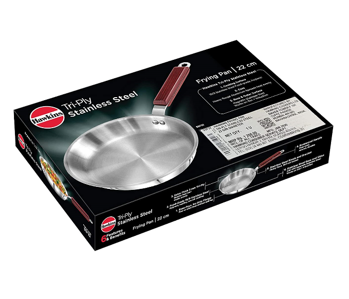 Hawkins Futura HW8005700 22cm Stainless Steel Tri Ply Frying Pan - Silver - Zoom Image 5