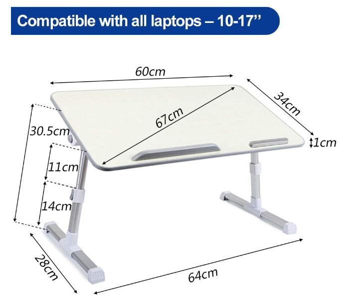 Large Adjustable Laptop Table with  Foldable  and Angle Adjustable Tray - Zoom Image 6