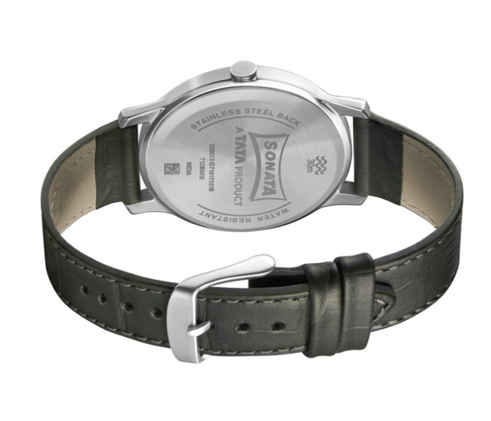 Sonata 7128SL04 Sleek Grey Dial Leather Watch for Men - Zoom Image 4