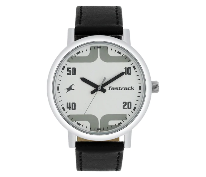 Fastrack 38052SL04 Bold White Dial Black Leather Strap Watch foe Men- Black - Zoom Image 1