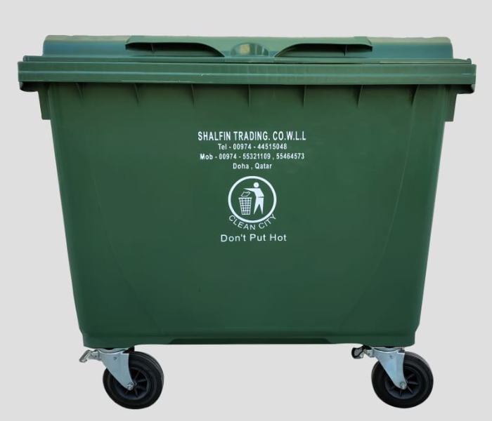 Trash Can 660 Litre Garbage Bins Flat Lid - Green - Zoom Image