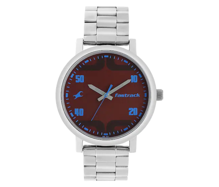 Fastrack 38052SM05 Bold Brown Dial Silver Stainless Steel Strap Watch for Men - Silver - Zoom Image 1