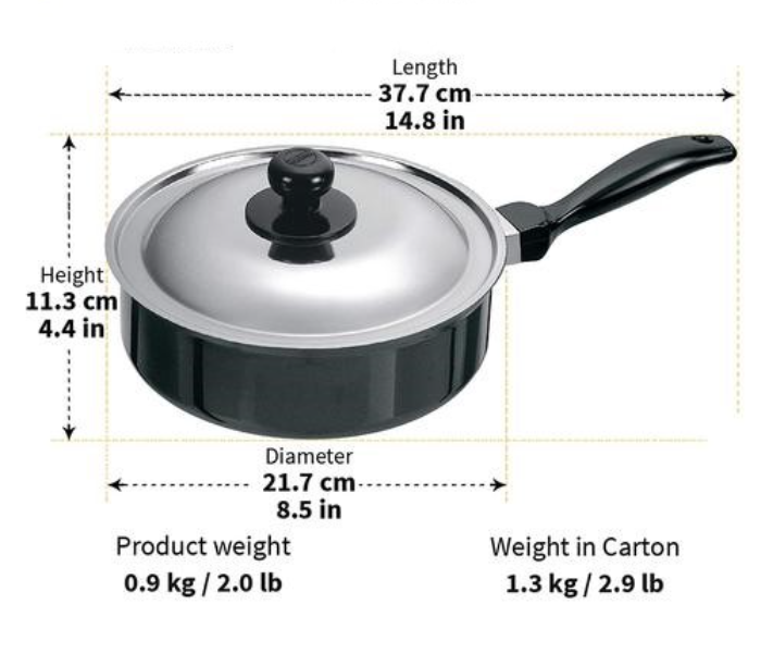 Hawkins Futura Q61 2 Litre Non Stick Curry Pan With Lid - Black - Zoom Image 3