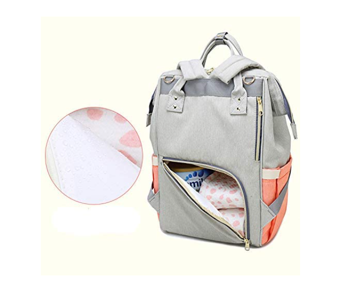 Waterproof Large Capacity Insulation Mummy Diaper Bag - Pink and Grey - Zoom Image 4