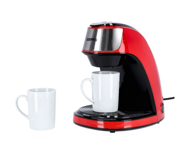 Geepas GCM41508 2 Cups Coffee Maker with Nylon Filter - Red - Zoom Image 1