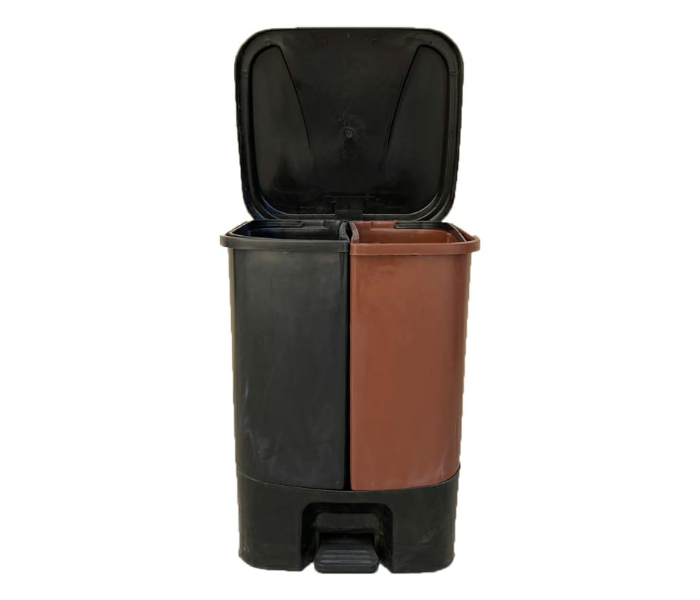 20 Litre Plastic Bin with Pedal - Black and Brown - Zoom Image