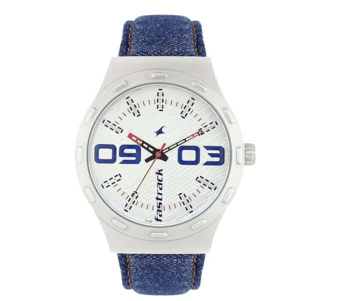 Fastrack 3183SL01 White Dial Blue Denim Strap Watch - white - Zoom Image 1