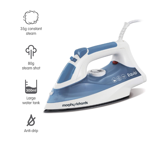 Morphy Richards 300400 2200W Non-Stick Equip Steam Iron - Blue and White - Zoom Image 2