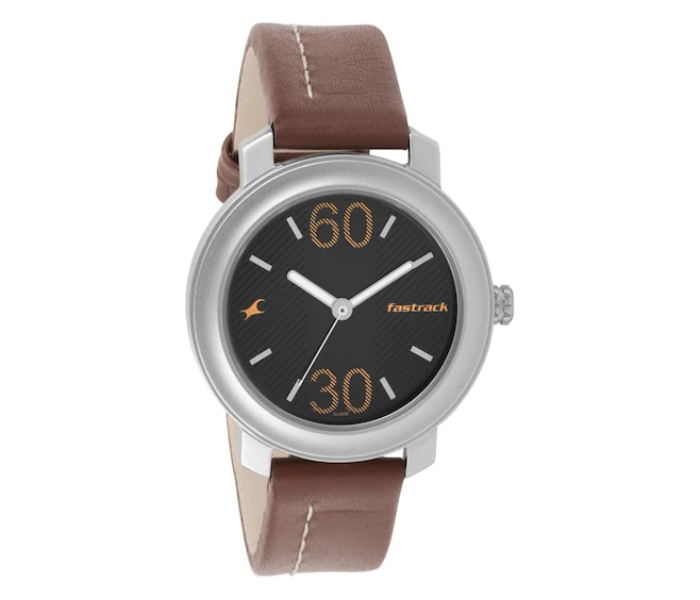 Fastrack 3222SL01 Grey Dial Leather Strap Watch - Brown - Zoom Image 1